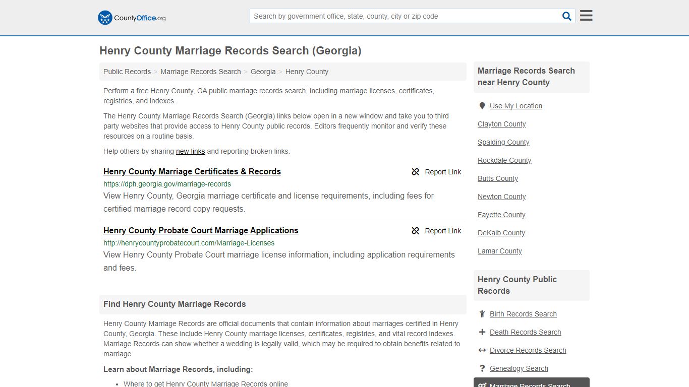 Marriage Records Search - Henry County, GA (Marriage ...